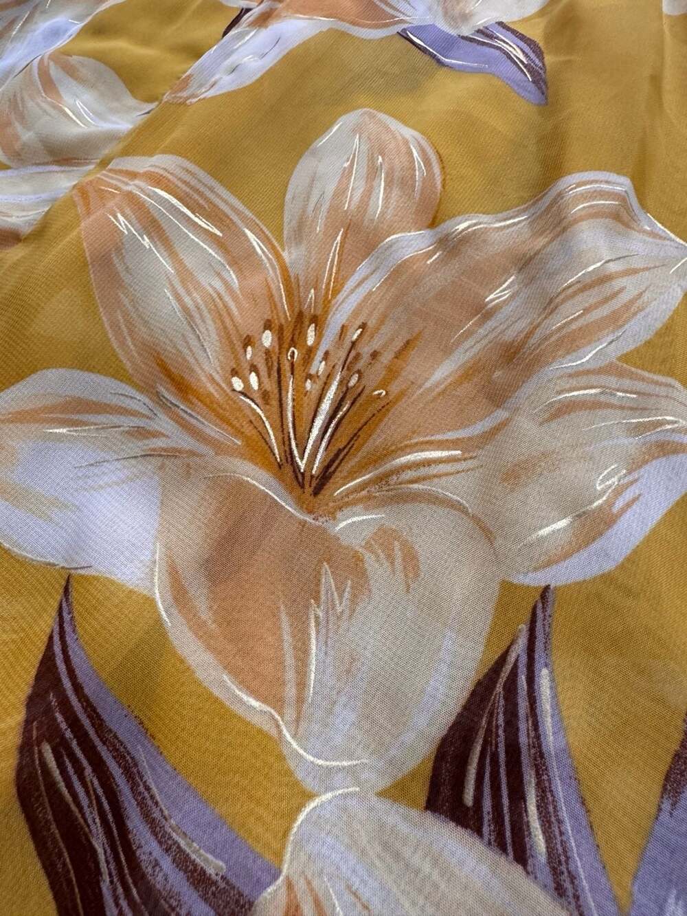 Kate & Lily Yellow Floral Lily Print Maxi Dress Cowl Neck Size 4 - Picture 7 of 14